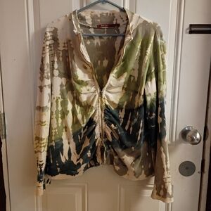 2/$10 Rare Vintage Barbara Lesser Fibers Dual Zip Tie-Dye Jacket XL